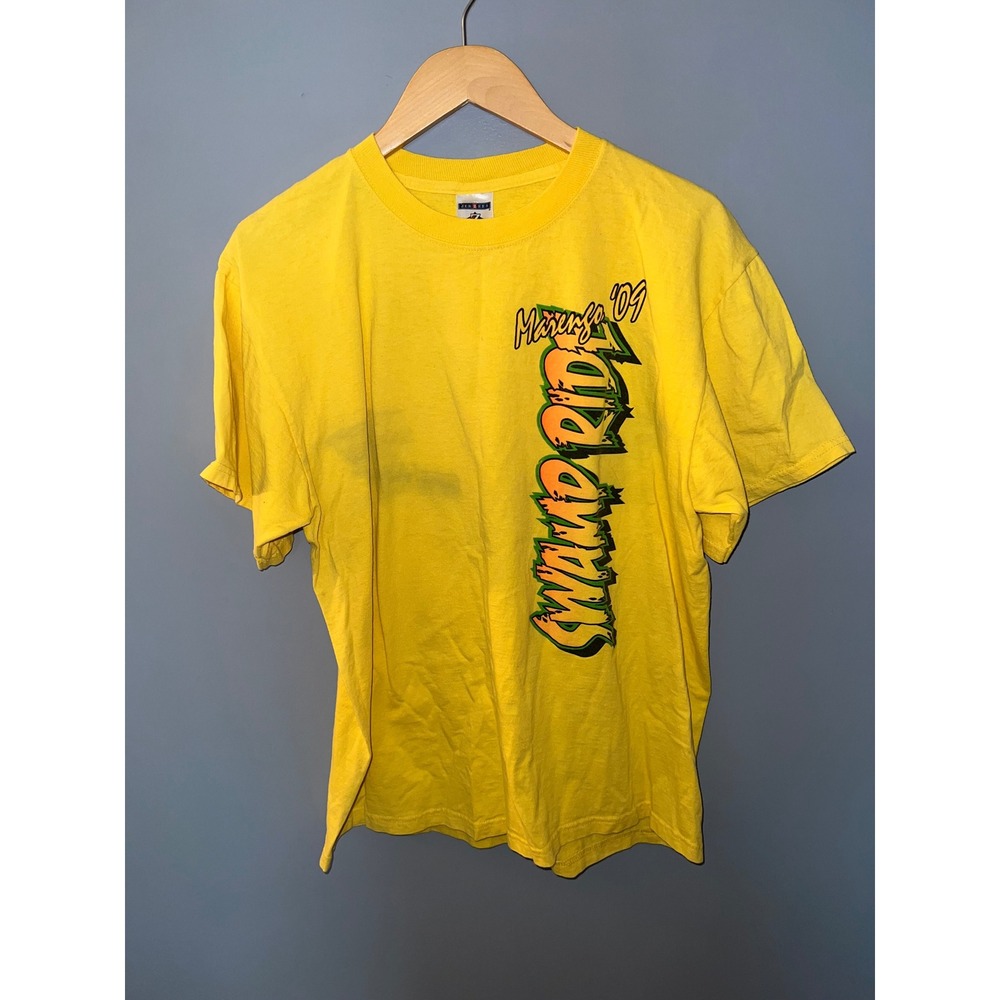 Jerzees Mens Swamp Ride Large Time Racing Monster ATV Yellow Graphic T-Shirt L